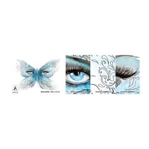 Fototapeten Muster Selbstklebend Deluxe Sticker - Eros Blaumeise - Abstraktion, Schmetterling, Weibliche Augen - 100x30 cm