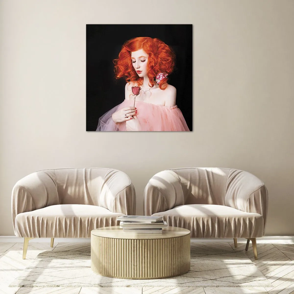 Glasbild - Bild auf glas - Im barocken Stil - 60x60 cm