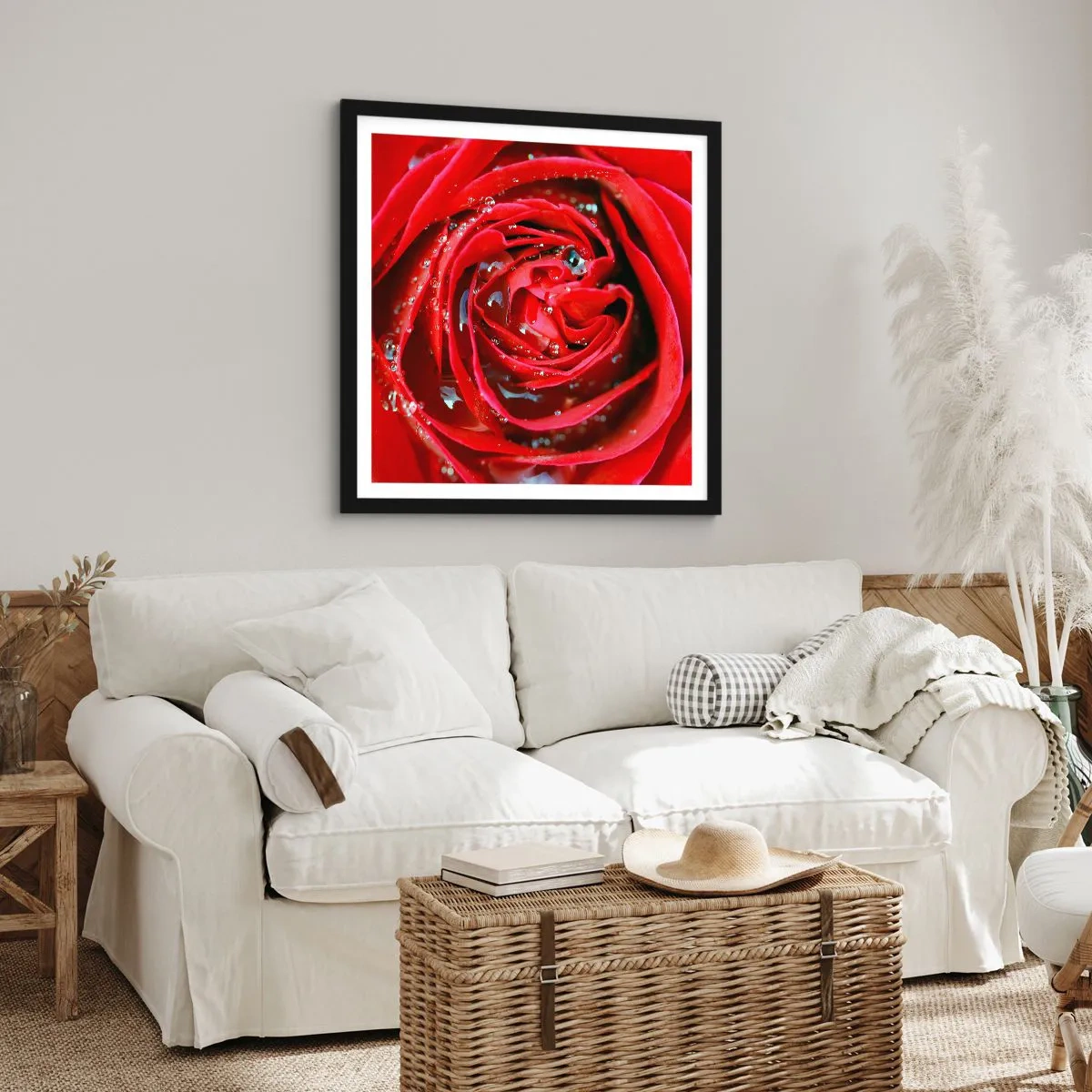 Poster in einem schwarzem Rahmen - In den Tautropfen - 40x40 cm