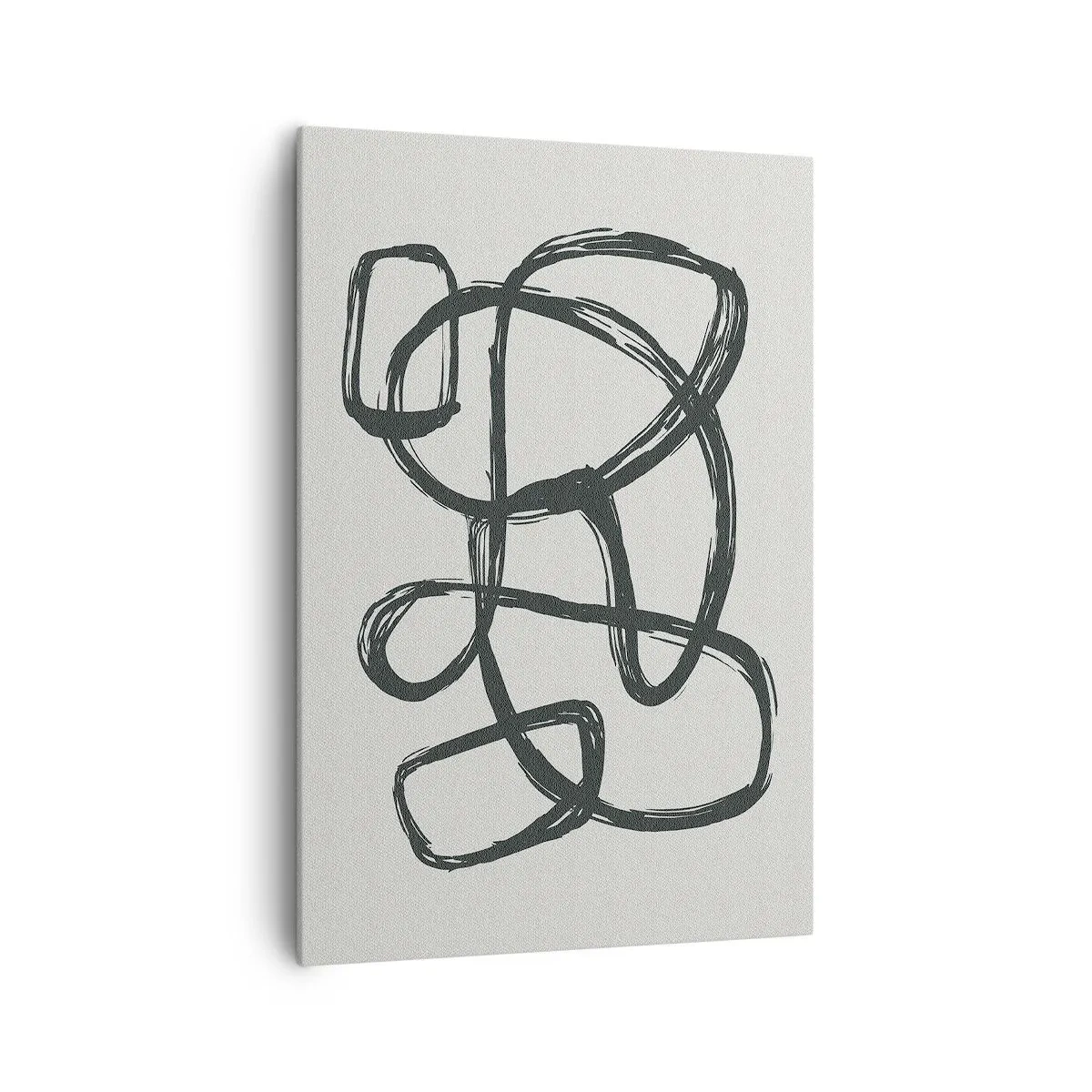 Bild auf Leinwand - Leinwandbild - Abstrakte Linien erzeugen Freiformformen auf hellem Hintergrund - 70x100cm - Schleifenabstraktion - Moderne Wanddekoration für Wohnzimmer und Schlafzimmer ARTTOR