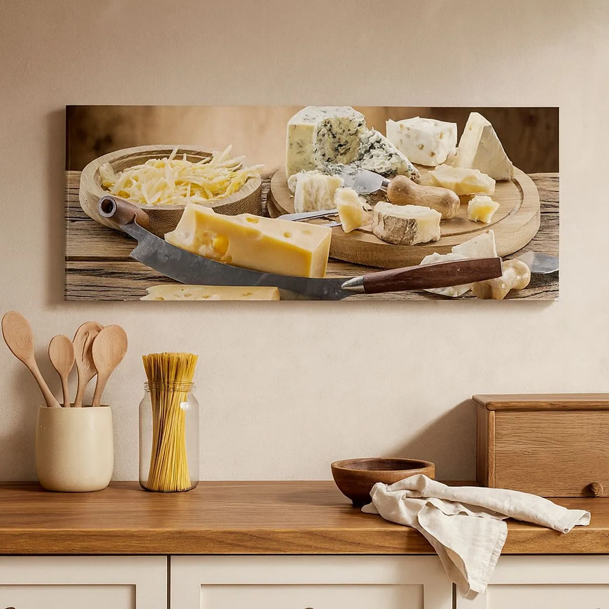 Bild auf Leinwand - Leinwandbild - Lächeln Sie den Käse an - 100x40 cm