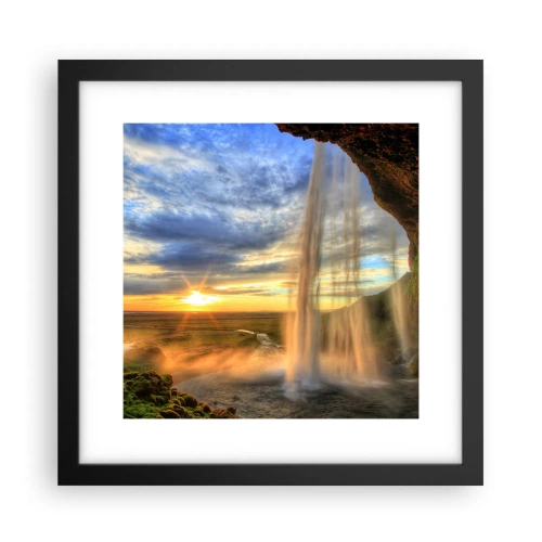 Poster in einem schwarzem Rahmen - Die Welt hinter einem Schleier aus Tropfen - 30x30 cm