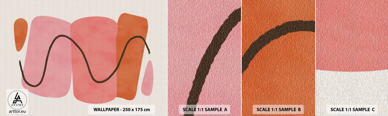 Fototapeten Muster Selbstklebend Deluxe Sticker - Sanfte Bewegung der Formen - Abstraktion, Minimalismus, Pastell - 100x30 cm