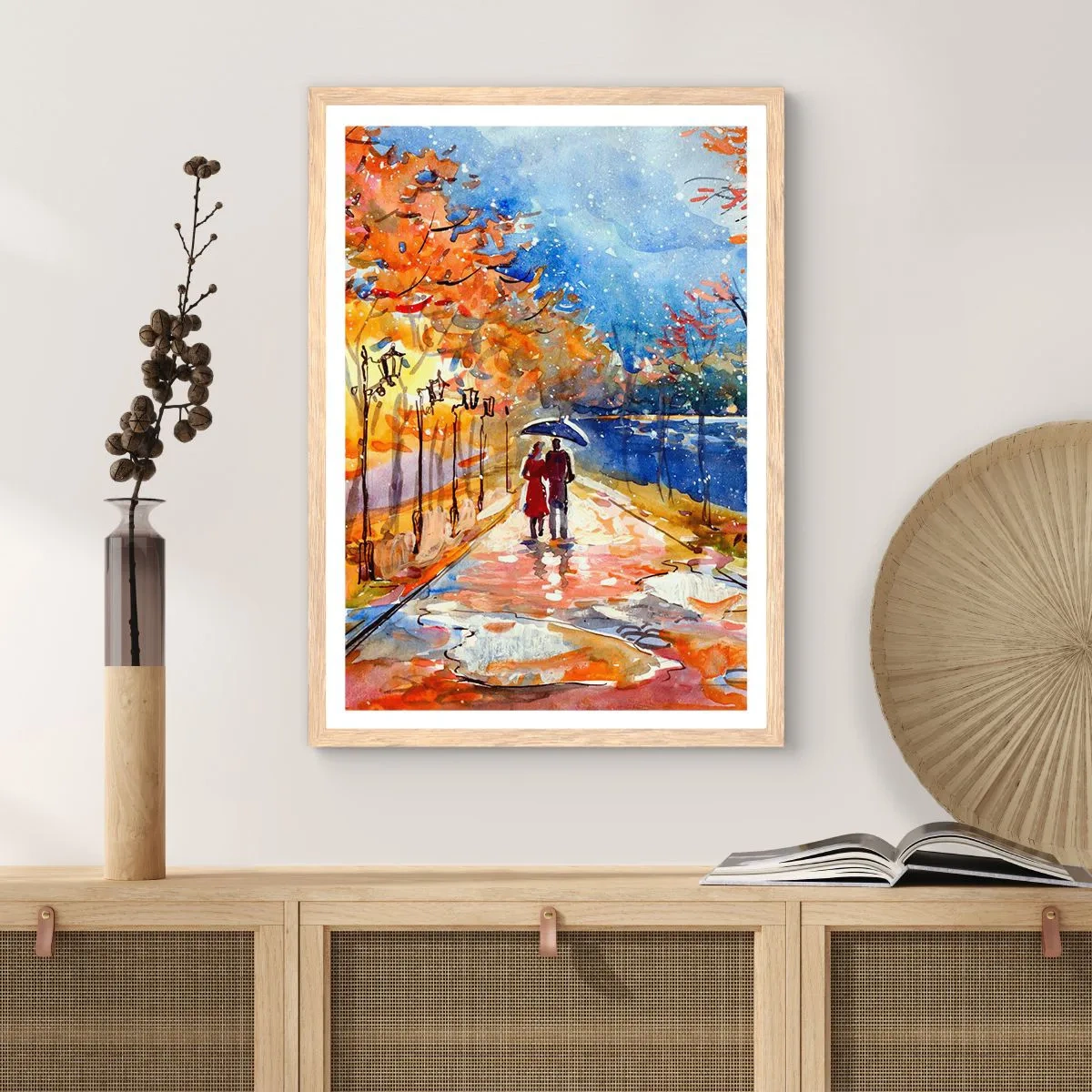 Poster in einem Rahmen aus heller Eiche - Gemeinsam bis an die Grenze der Zeit - 50x70 cm