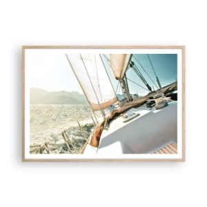 Poster in einem Rahmen aus heller Eiche - Unter vollen Segeln - 100x70 cm