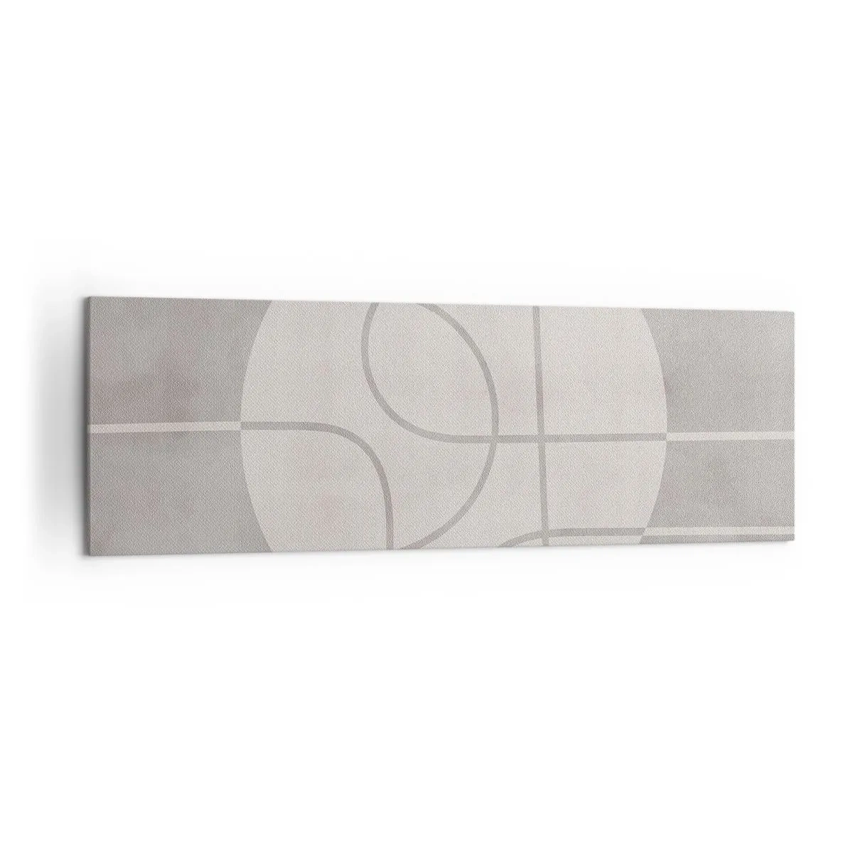 Bild auf Leinwand - Leinwandbild - Geometrisches Muster in Grau- und Weißtönen - 160x50cm - Kreisförmig und geradeaus - Moderne Wanddekoration für Wohnzimmer und Schlafzimmer ARTTOR