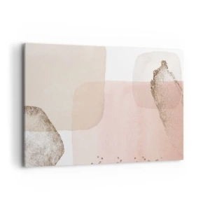 Bild auf Leinwand - Leinwandbild - Pastellfarbene Flecken mit goldenen Elementen - 120x80cm - Ein Blick durch die Farbe - Moderne Wanddekoration für Wohnzimmer und Schlafzimmer ARTTOR