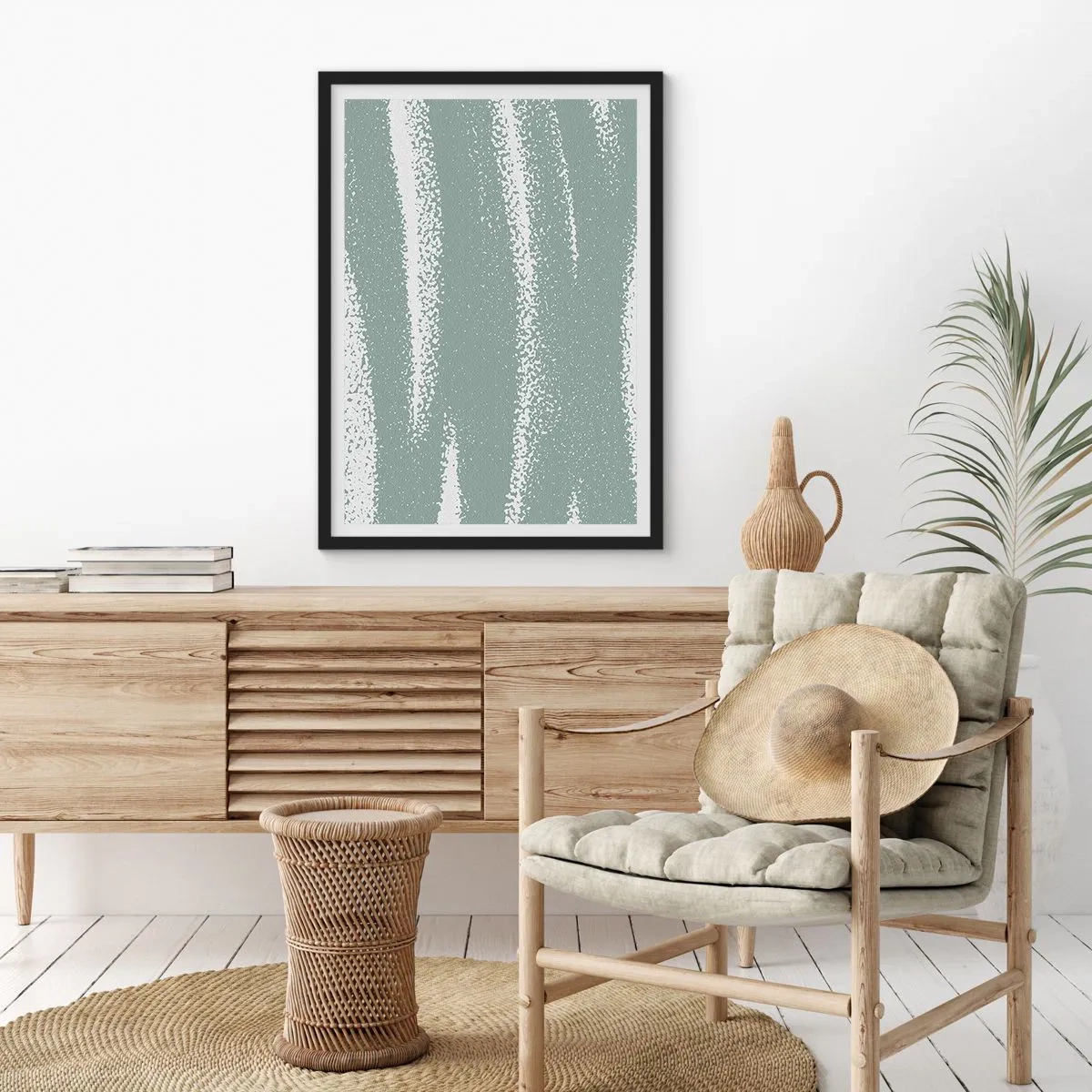 Poster in einem schwarzem Rahmen - Abstraktion im Winterklima - 61x91 cm