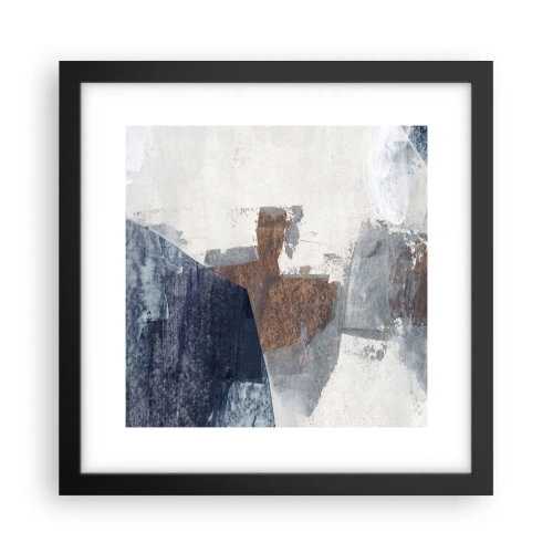 Poster in einem schwarzem Rahmen - Blaue und braune Formen - 30x30 cm