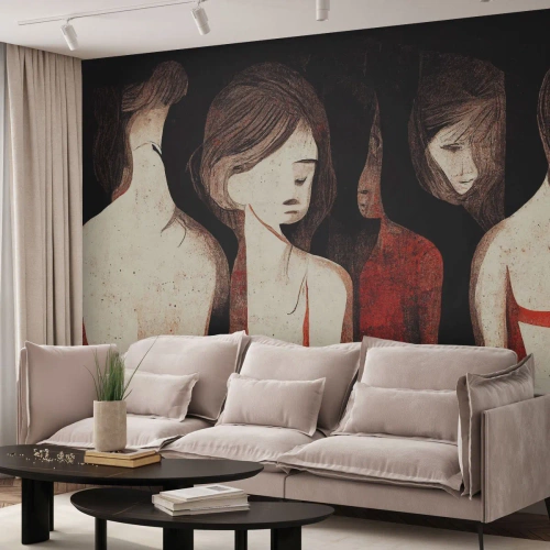 Fototapete Premium Sand - Madonnen der Dunkelheit - Frauen, Stück, Traurigkeit - 500x350 cm