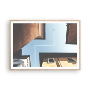 Poster in einem Rahmen aus heller Eiche - Über dem Stadtlabyrinth - 100x70 cm