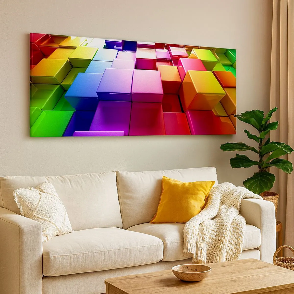 Bild auf Leinwand - Leinwandbild - Op-Art gemeinsam im Team - 100x40 cm