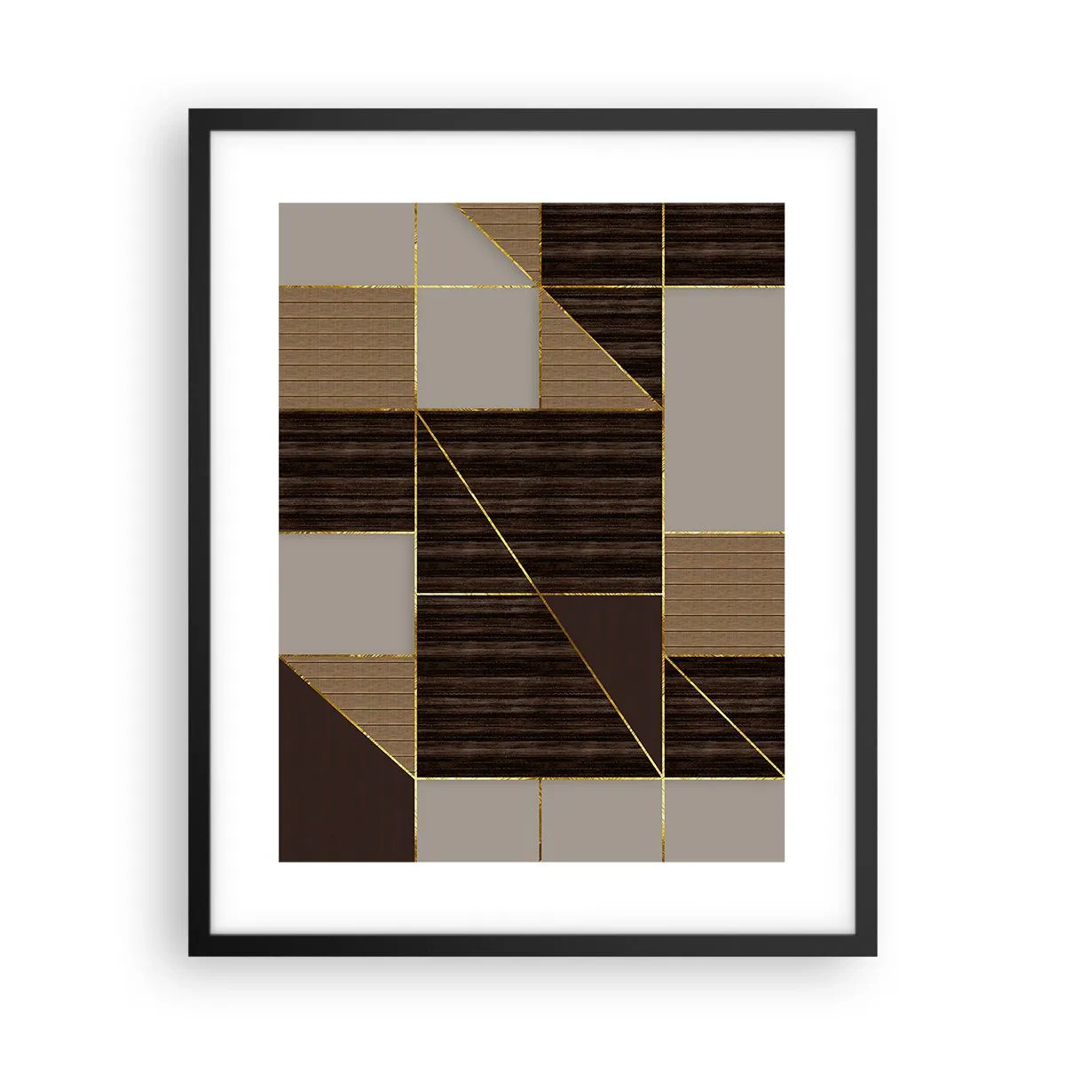 Poster in einem schwarzem Rahmen - Ein Mosaik aus Braun und Gold - 40x50 cm