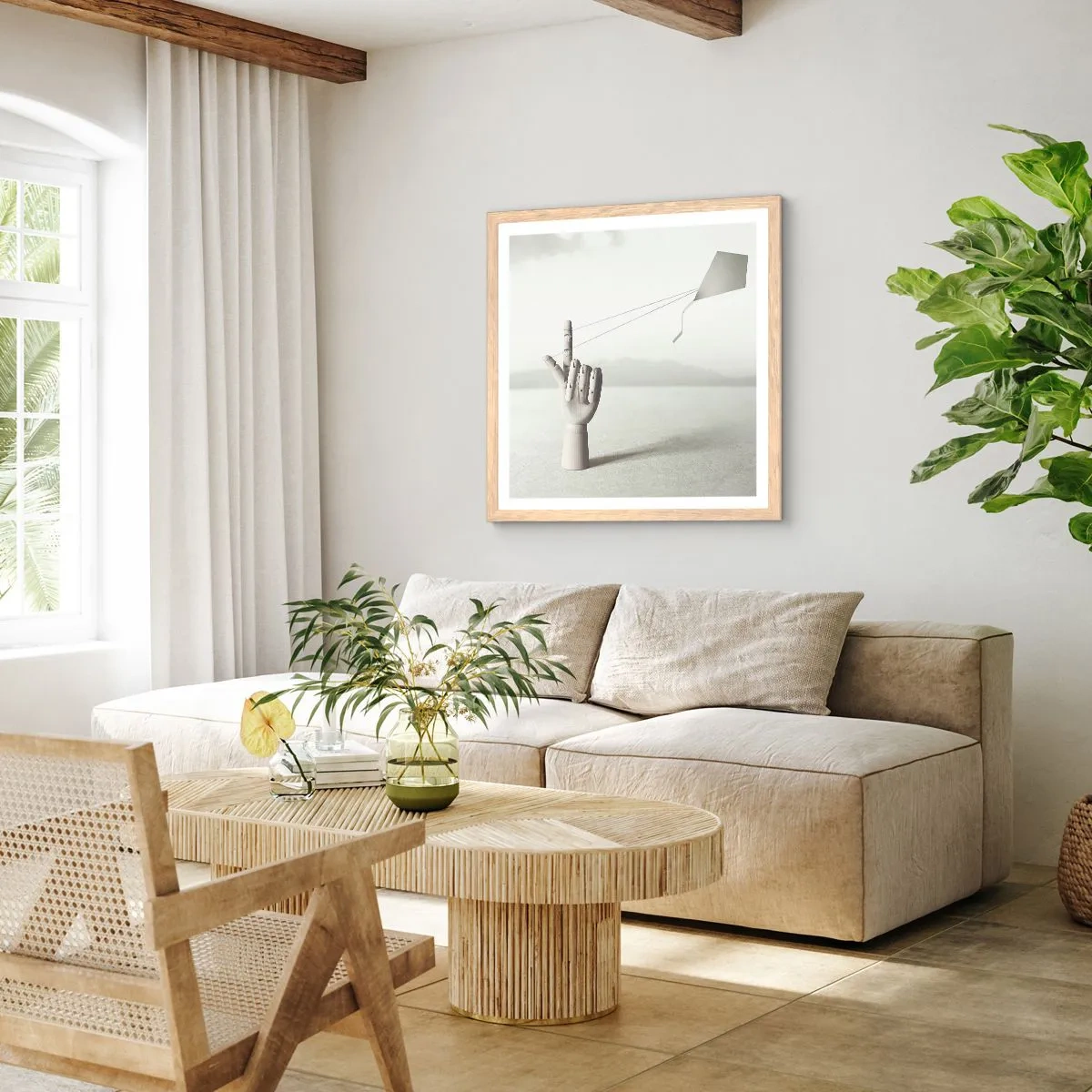 Poster in einem Rahmen aus heller Eiche - Kraftprobe - 60x60 cm