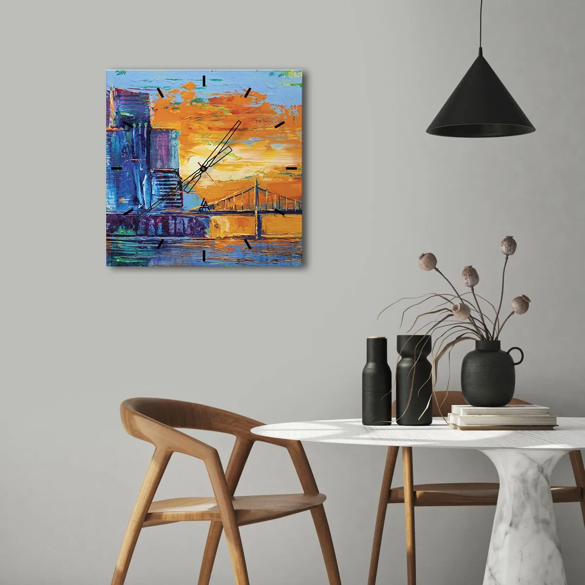 Wanduhr - Glasuhr - Kultur und Natur - 40x40 cm