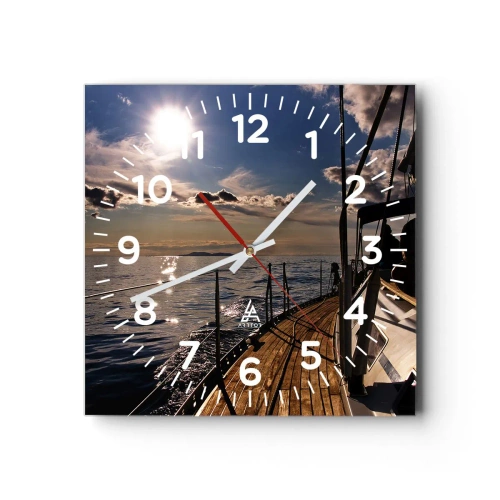 Wanduhr - Glasuhr - Der Sonne entgegen segeln - 40x40 cm