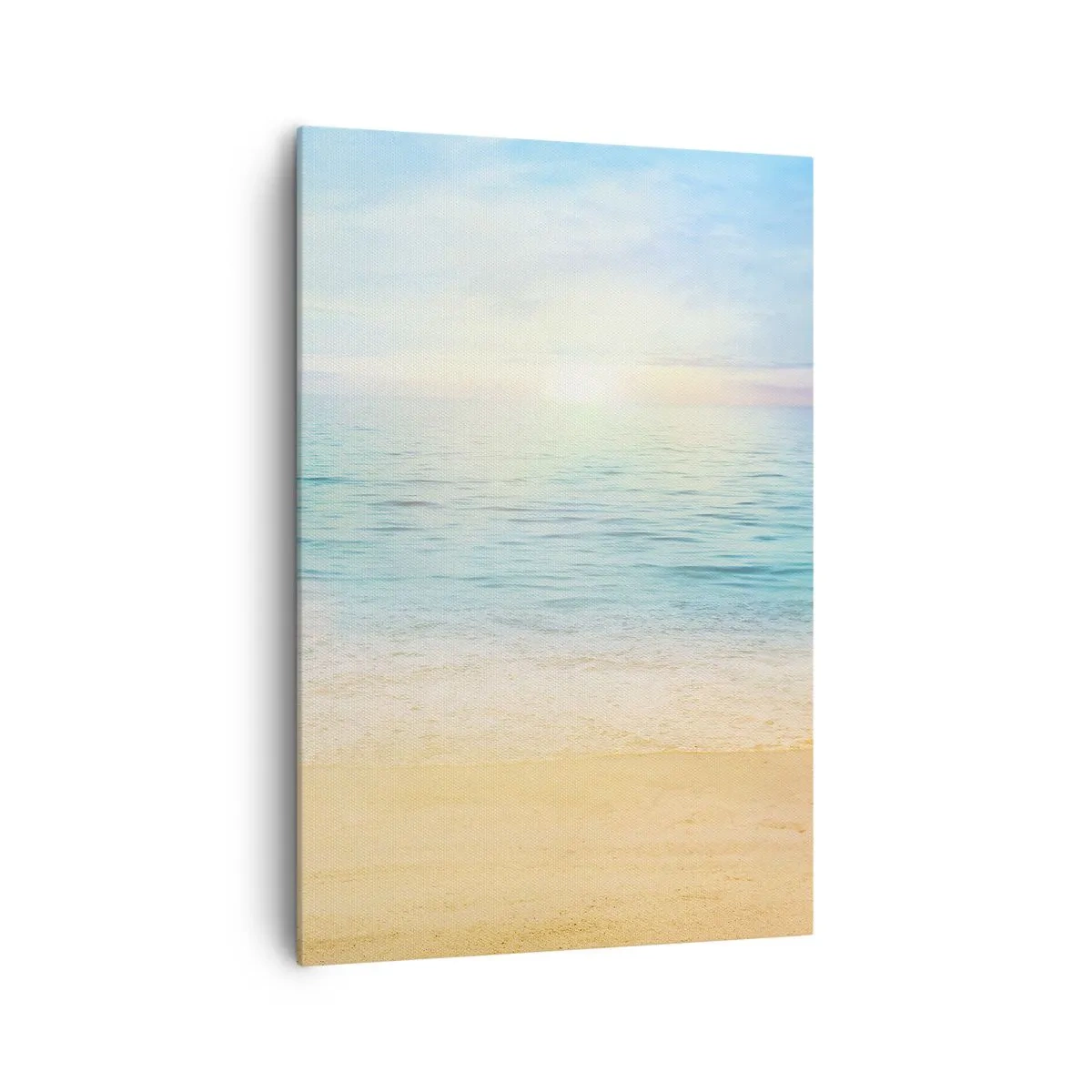 Bild auf Leinwand - Leinwandbild - Ein Strand mit türkisfarbenem Meer und klarem Himmel - 70x100cm - Großes Blau - Moderne Wanddekoration für Wohnzimmer und Schlafzimmer ARTTOR