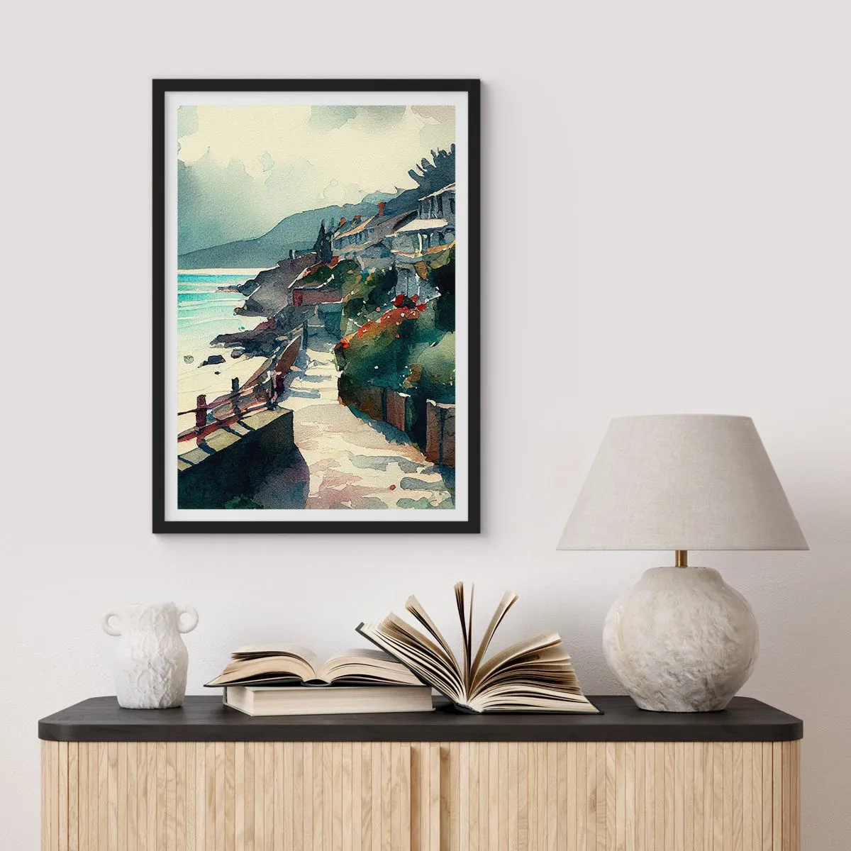 Poster in einem schwarzem Rahmen - Mittelmeerstadt - 30x40 cm