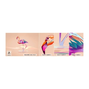 Fototapetenmuster Standard Eco - Der Vogel der guten Gefühle - Flamingo, Vogel, Abstraktion - 100x30 cm