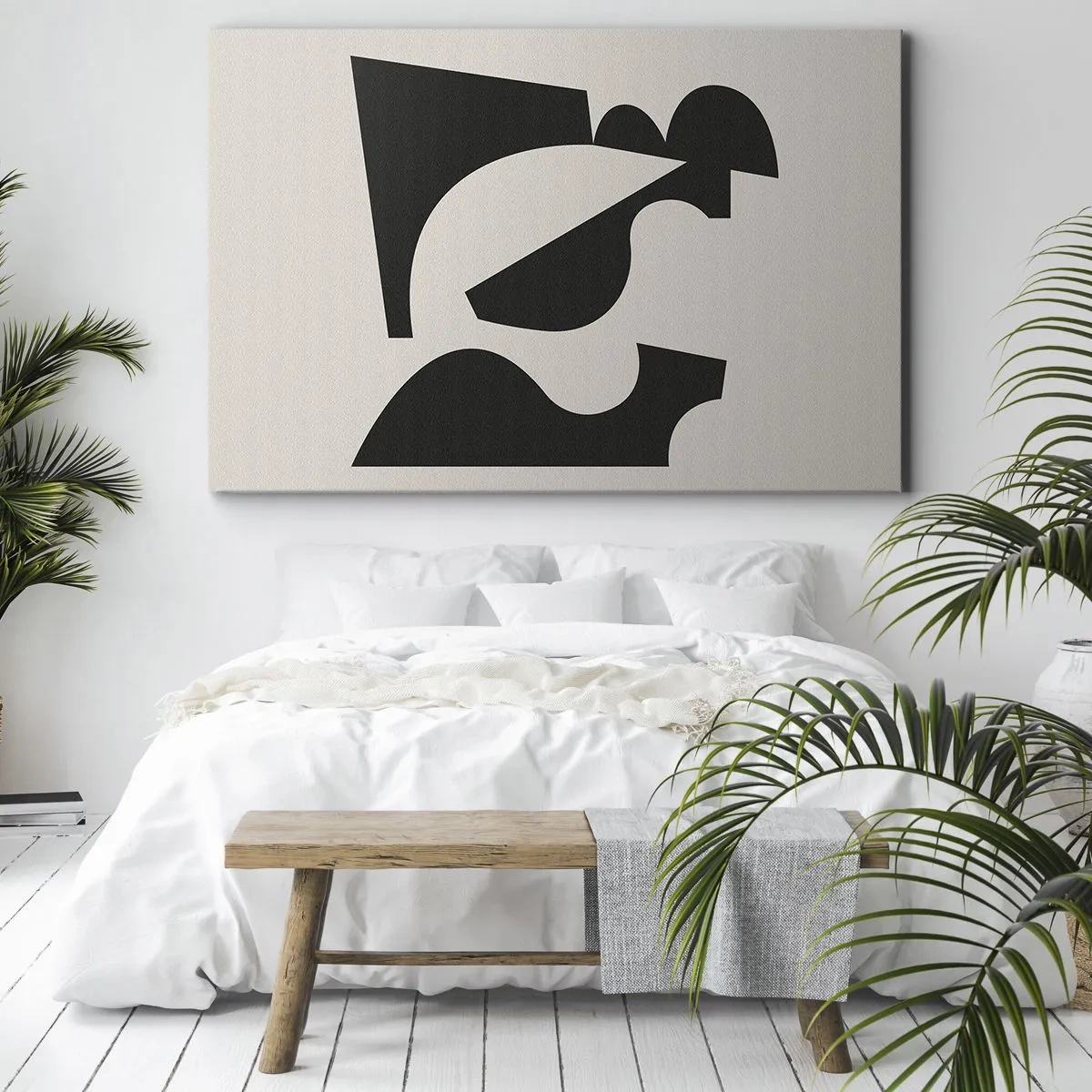 Bild auf Leinwand - Leinwandbild - Abstrakte geometrische Komposition in Schwarz und Weiß - 70x50cm - Zum Selbstbauen - Moderne Wanddekoration für Wohnzimmer und Schlafzimmer ARTTOR
