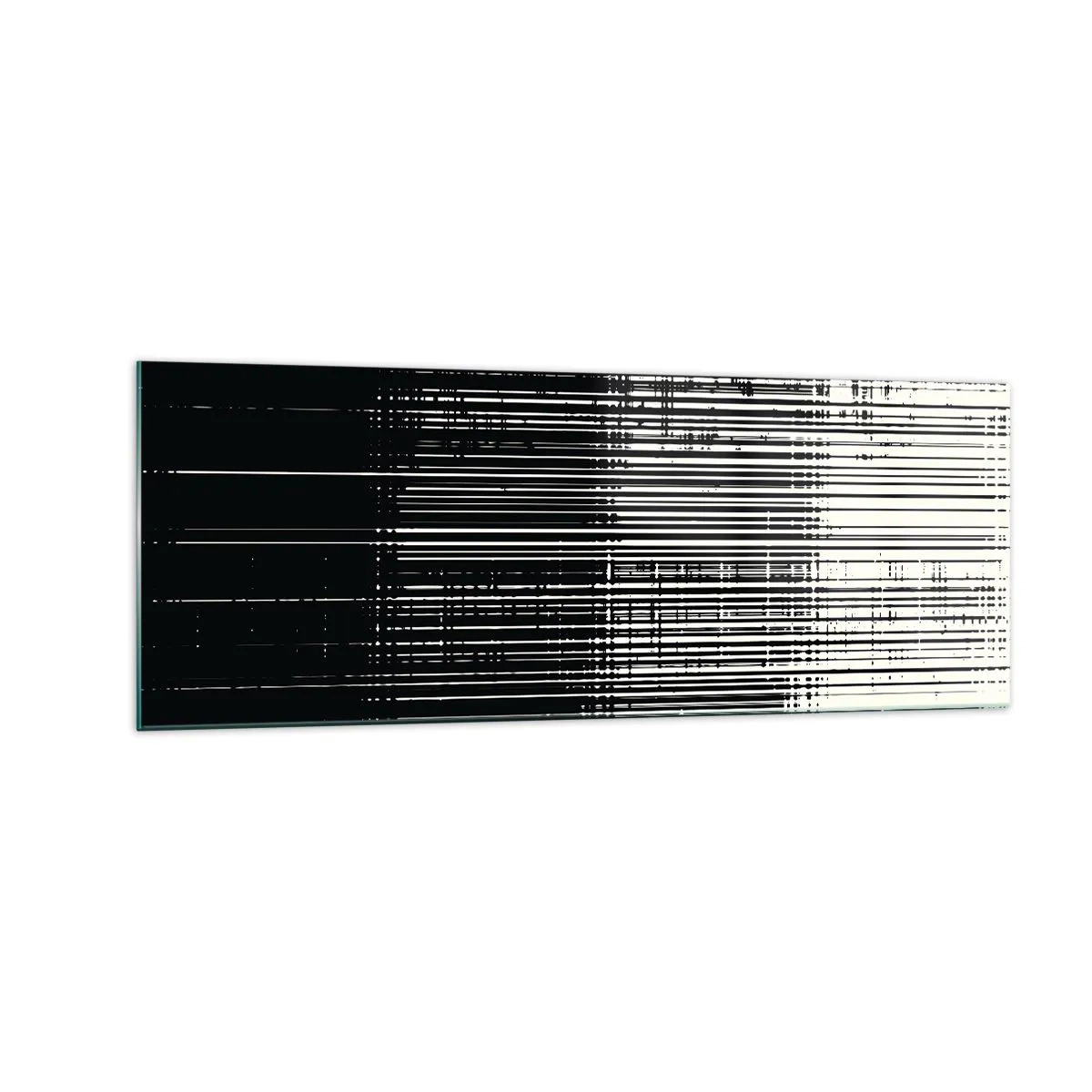 Glasbild - Bild auf glas - Abstrakte Linienkomposition in kontrastierendem Schwarz und Weiß - 140x50cm - Wellen und Vibrationen - Moderne Wanddekoration für Wohnzimmer und Schlafzimmer ARTTOR