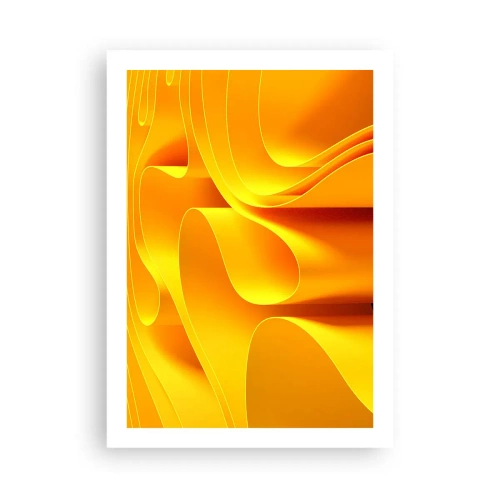 Poster - Eine abstrakte Komposition in Gold- und Orangetönen - 50x70cm - Wie Sonnenwellen - Moderne Wanddekoration für Wohnzimmer und Schlafzimmer ARTTOR
