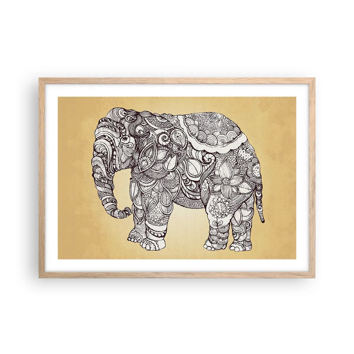 Poster in einem Rahmen aus heller Eiche - Elefant verhüllte sich - 70x50 cm