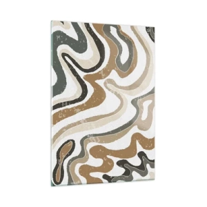 Glasbild - Bild auf glas - Abstraktes Muster in erdigen Farben - 50x70cm - Mäander in Erdfarben - Moderne Wanddekoration für Wohnzimmer und Schlafzimmer ARTTOR