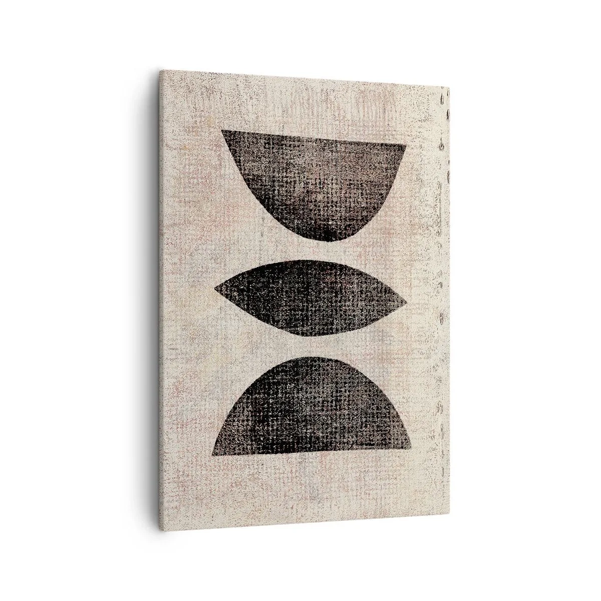 Bild auf Leinwand - Leinwandbild - Ethnische Formen in dunklen Tönen auf hellem Hintergrund - 50x70cm - Ethnische Abstraktion - Moderne Wanddekoration für Wohnzimmer und Schlafzimmer ARTTOR