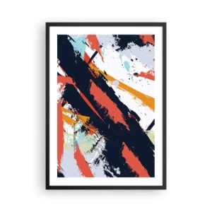 Poster in einem schwarzem Rahmen - Abstrakte Komposition mit dynamischen Pinselstrichen. - 50x70cm - Dynamische Komposition - Moderne Wanddekoration für Wohnzimmer und Schlafzimmer ARTTOR