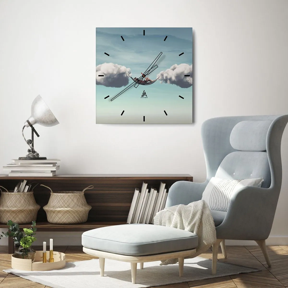 Wanduhr - Glasuhr - Die Behaglichkeit des Augenblicks - 40x40 cm