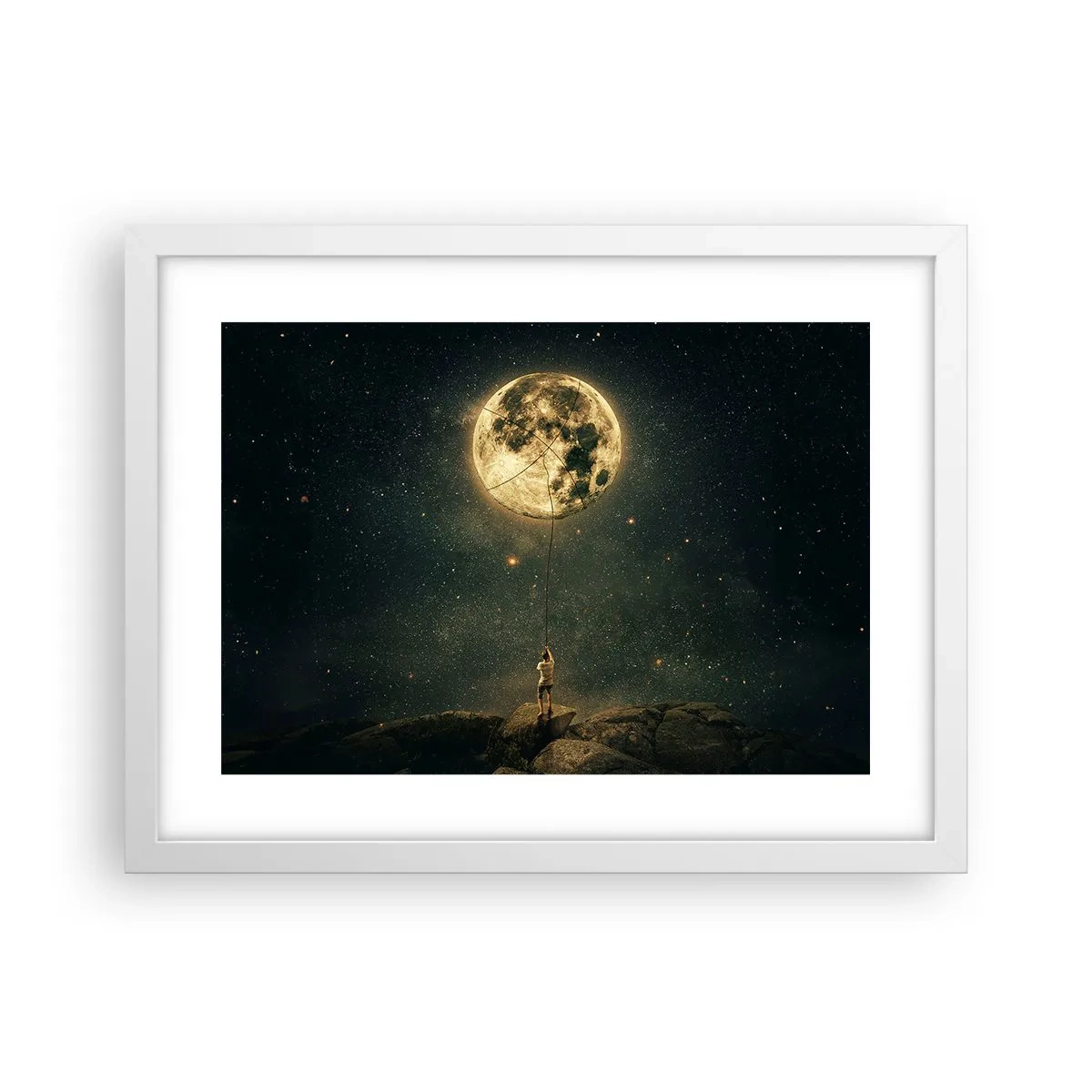 Poster in einem weißen Rahmen - Der Mann, der den Mond gestohlen hat - 40x30 cm