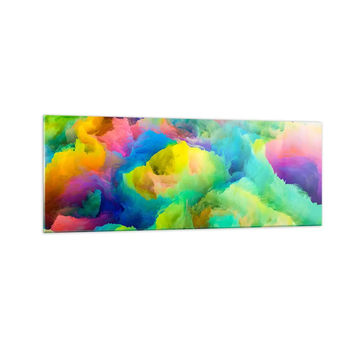 Glasbild - Bild auf glas - Abstrakte Komposition in Regenbogenfarben - 140x50cm - Regenbogen unten - Moderne Wanddekoration für Wohnzimmer und Schlafzimmer ARTTOR