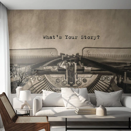 Fototapete Premium Sand - Erzähl es mir - Schäummaschine, Jahrgang, Retro - 500x350 cm