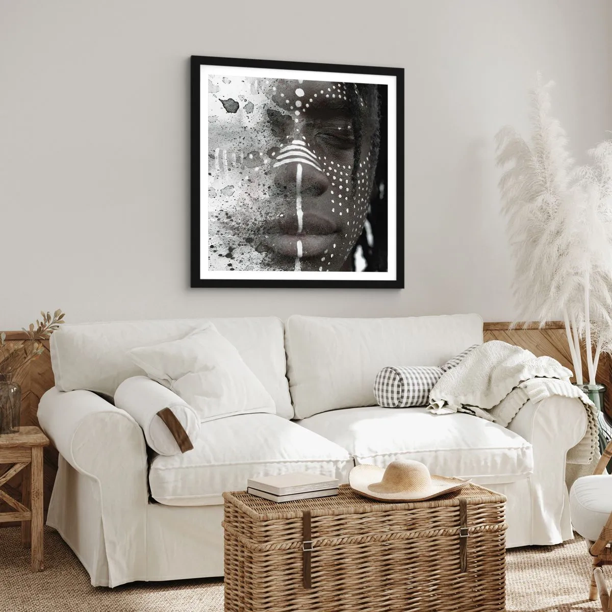 Poster in einem schwarzem Rahmen - Entdecke den Urgeist - 60x60 cm