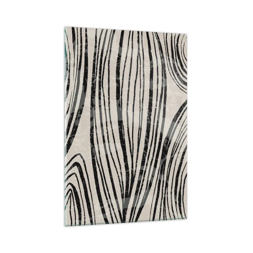 Glasbild - Bild auf glas - Abstrakte Wellen in Schwarz-Weiß-Tönen - 80x120cm - Linienpool - Moderne Wanddekoration für Wohnzimmer und Schlafzimmer ARTTOR