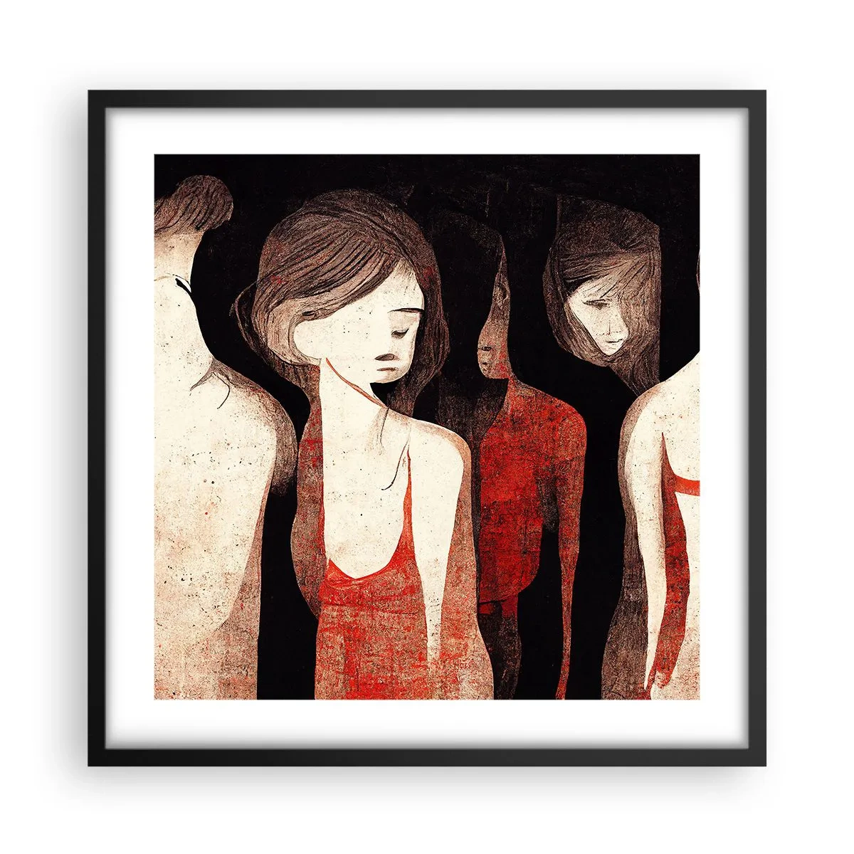 Poster in einem schwarzem Rahmen - Madonnen der Dunkelheit - 50x50 cm