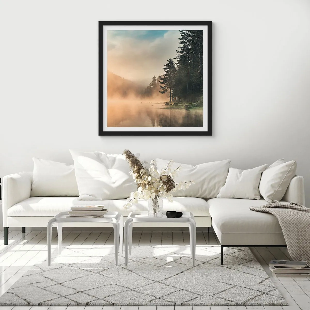 Poster in einem schwarzem Rahmen - Die Geburt des Tages - 50x50 cm