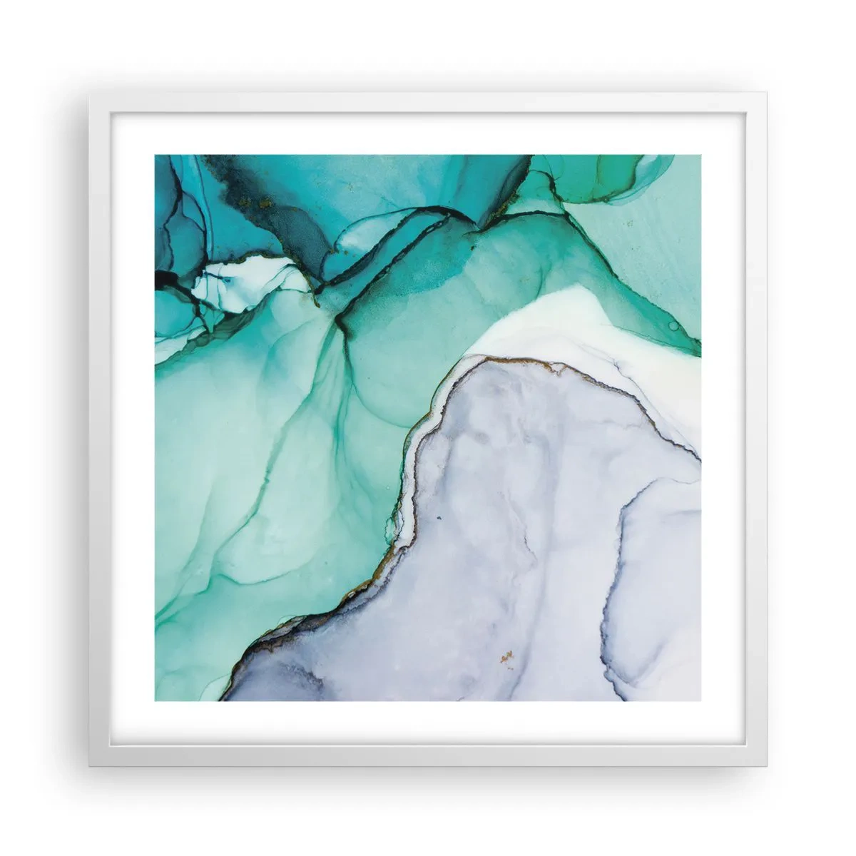 Poster in einem weißen Rahmen - Eine Studie in Türkis - 50x50 cm