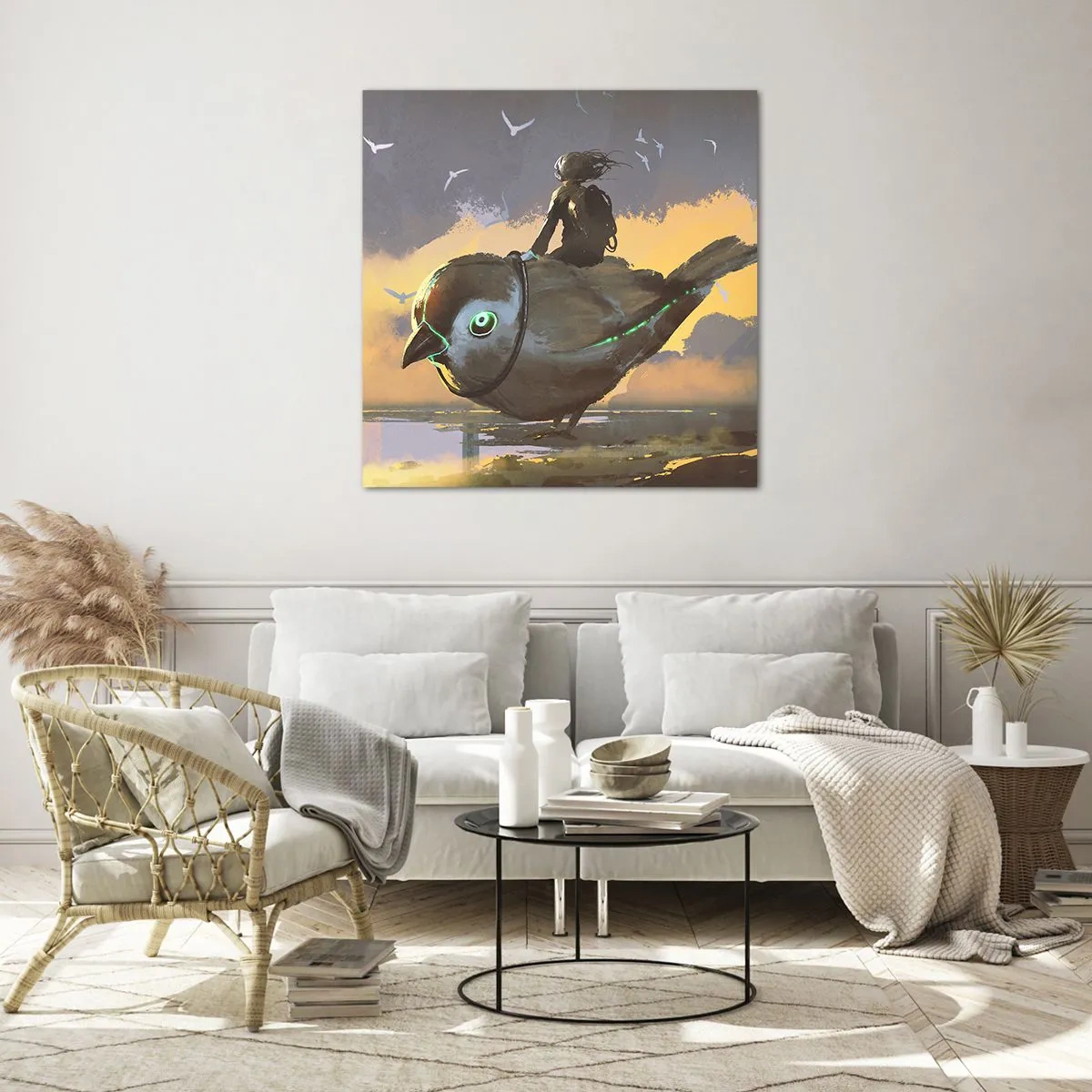 Glasbild - Bild auf glas - Ein Stopp auf einer fantastischen Reise - 70x70 cm