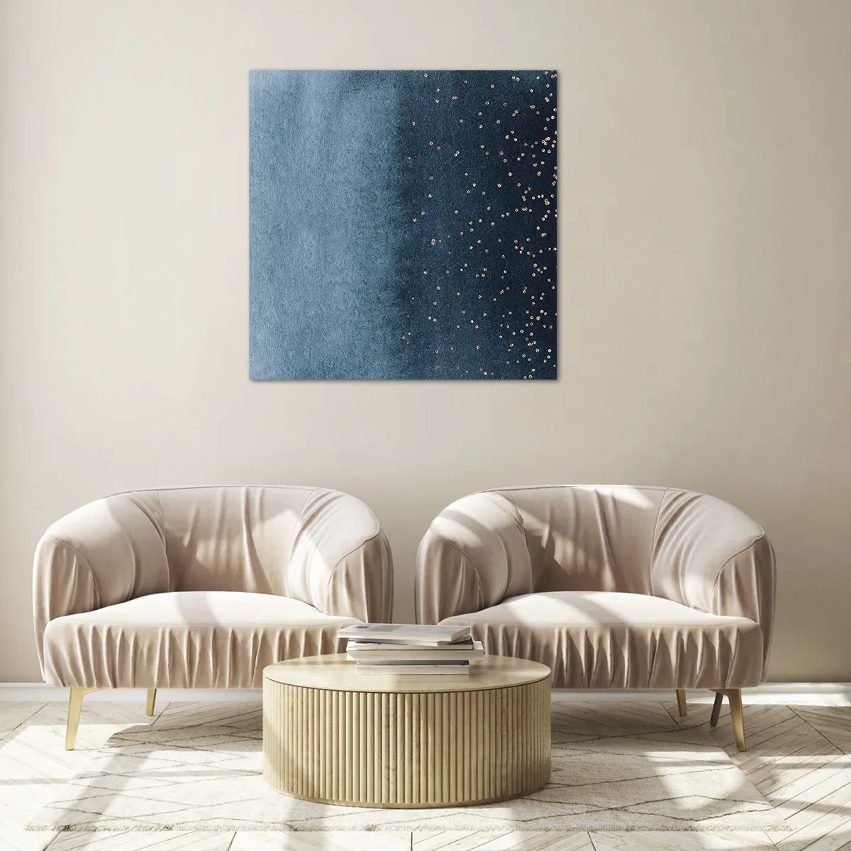 Glasbild - Bild auf glas - Komposition - blaue Phasen - 40x40 cm