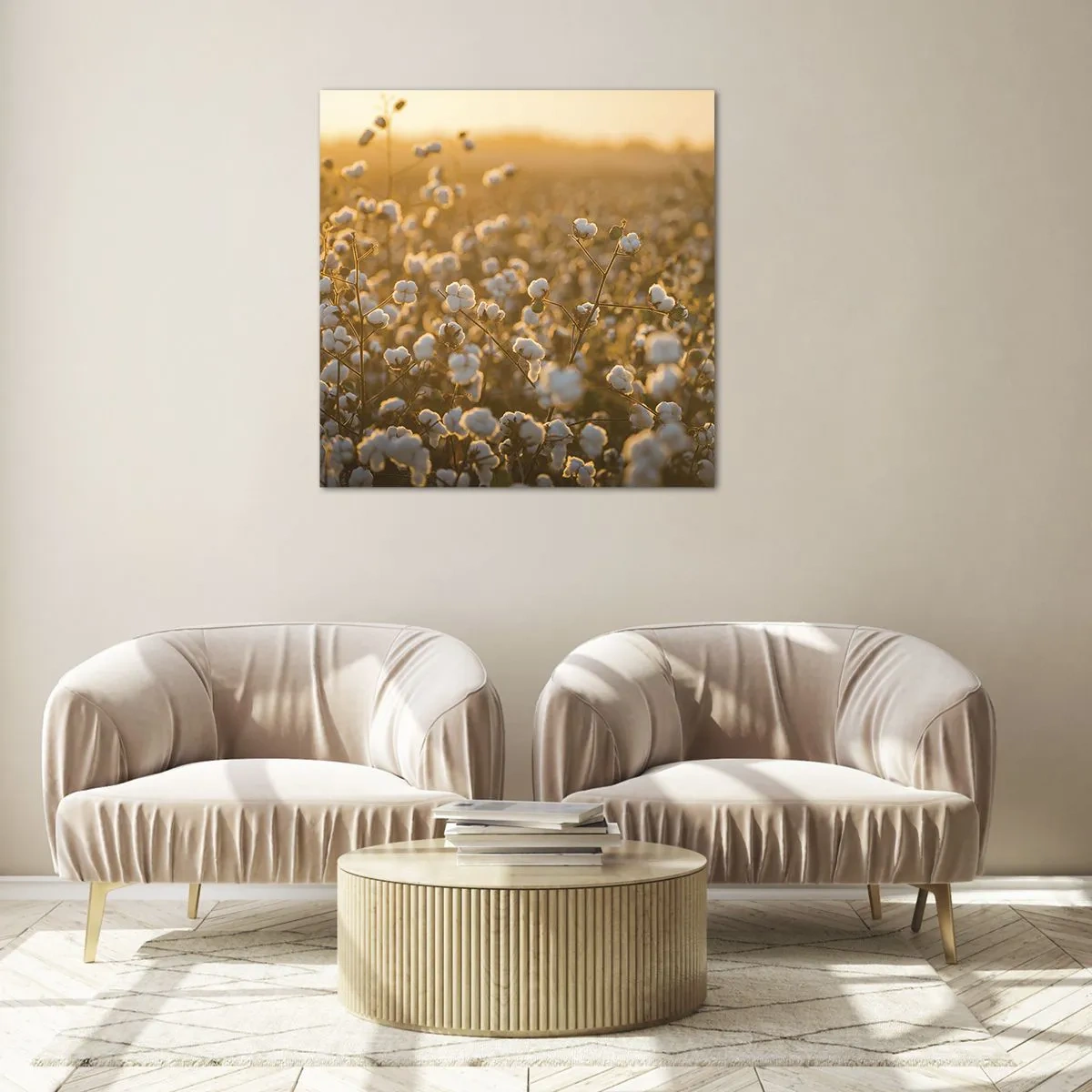 Glasbild - Bild auf glas - Fluffiges Feld - 50x50 cm