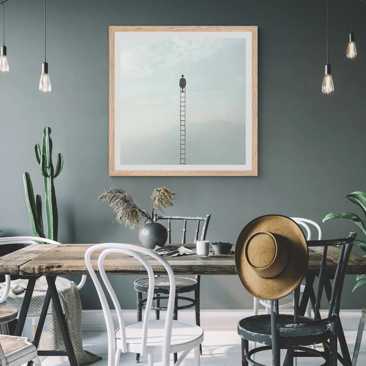 Poster in einem Rahmen aus heller Eiche - Erhebe dich darüber! - 40x40 cm