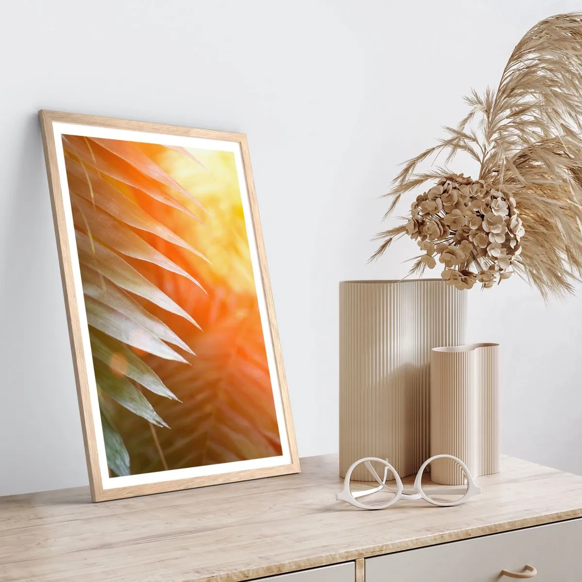 Poster in einem Rahmen aus heller Eiche - Morgen im Dschungel - 30x40 cm