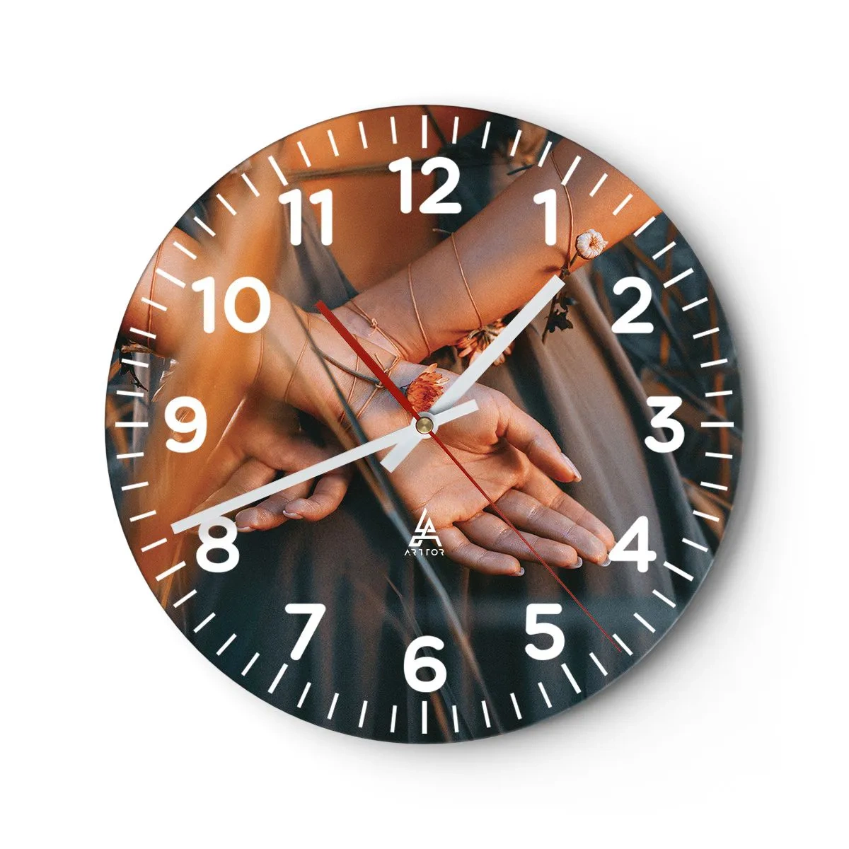 Wanduhr - Glasuhr - Verbunden mit der Natur - 30x30 cm