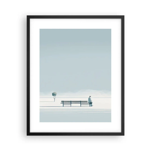 Poster in einem schwarzem Rahmen - Ja, ich warte. - 40x50 cm