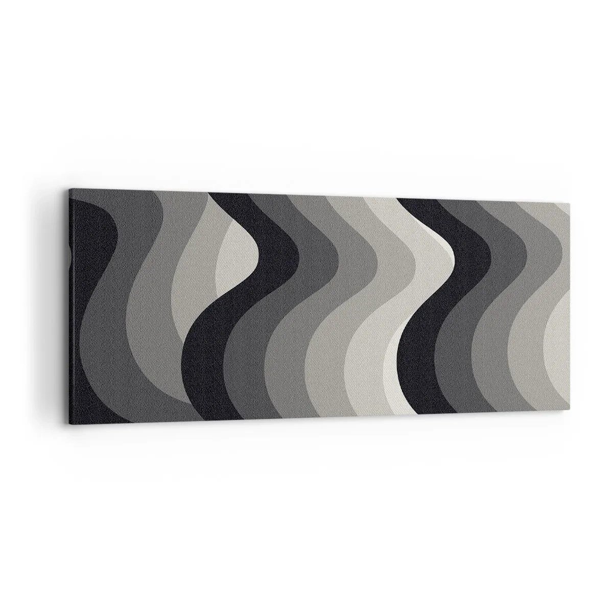 Bild auf Leinwand - Leinwandbild - Schwarz-weiße Wellenmuster in Grautönen - 120x50cm - Eine Welle nach der anderen - Moderne Wanddekoration für Wohnzimmer und Schlafzimmer ARTTOR