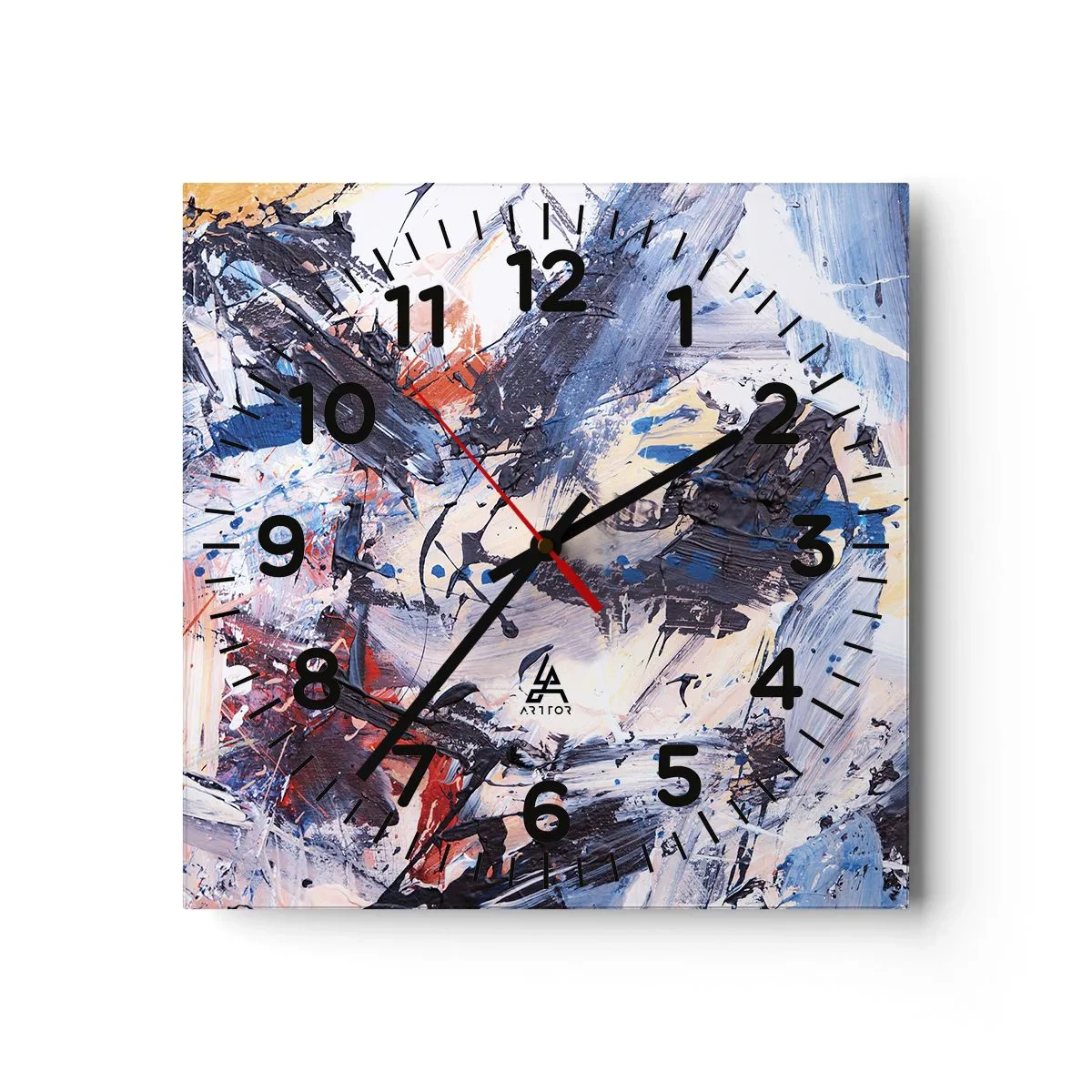 Wanduhr - Glasuhr - Verrückter Tanz der Abstraktion - 40x40 cm
