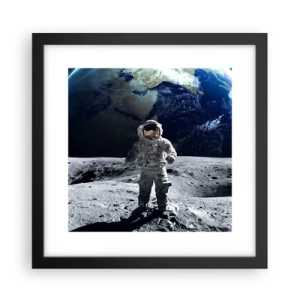 Poster in einem schwarzem Rahmen - Grüße vom Mond - 30x30 cm