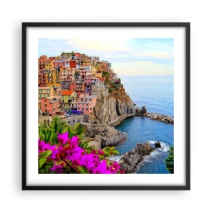 Poster in einem schwarzem Rahmen - Lachende Stadt - 50x50 cm